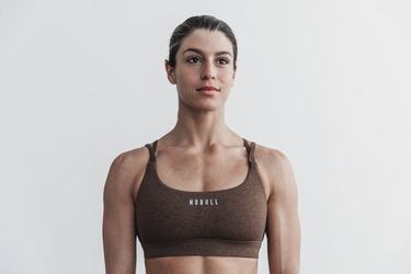 Nobull Plush Heather Women's Sports Bras Brown | Australia (DH5241)